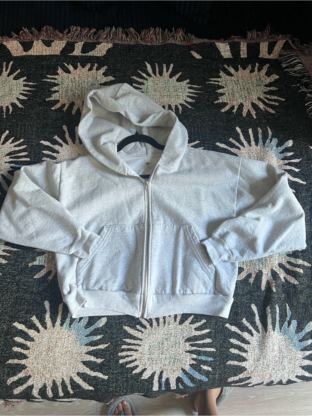 LOS ANGELES APPAREL HEAVY FLEECE CROPPED ZIP-UP HOODIE